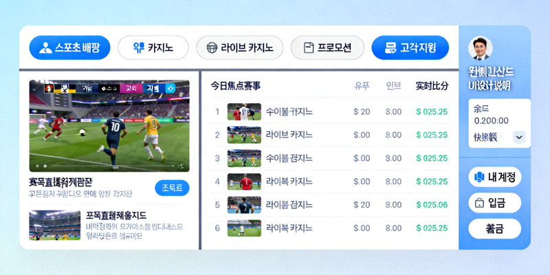 188BET 서비스 주요 화면 구성 및 메뉴 설명 이미지