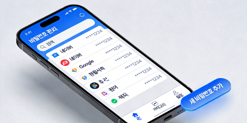 비밀번호 관리자 애플리케이션 인터페이스 예시 이미지